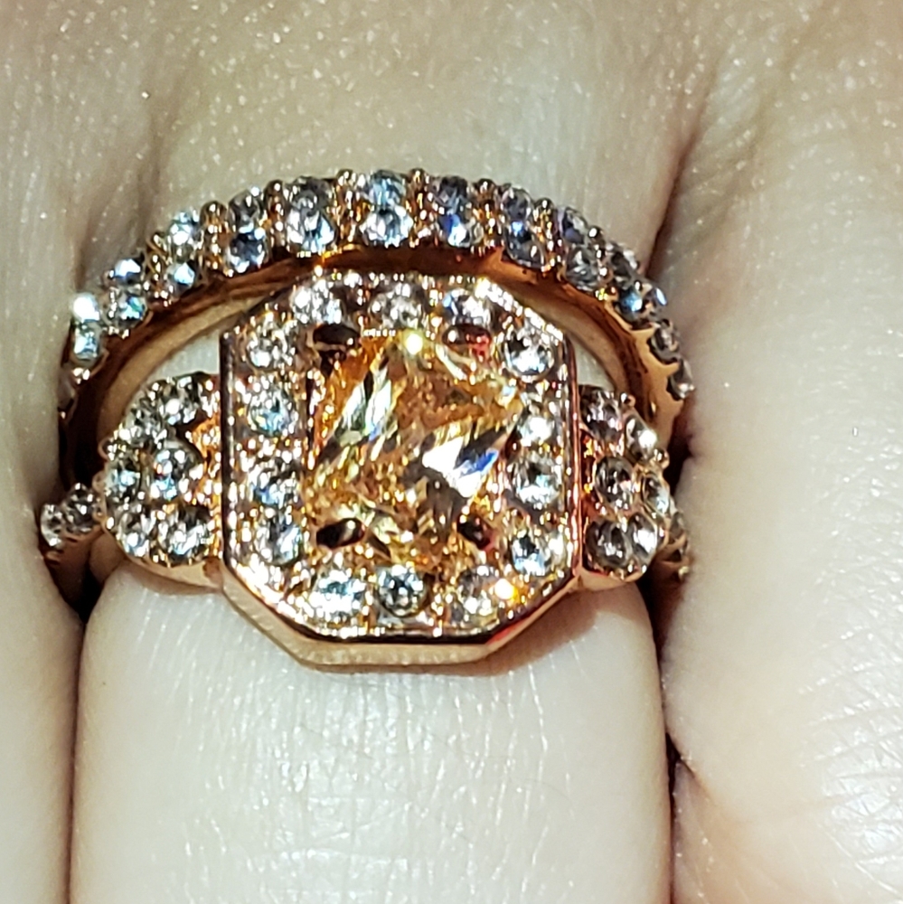 Antique Vintage Design Morganite Ring 2 piece set - Picture 6 of 8